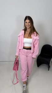 Spodnie różowe Elara – bawełniane baggy